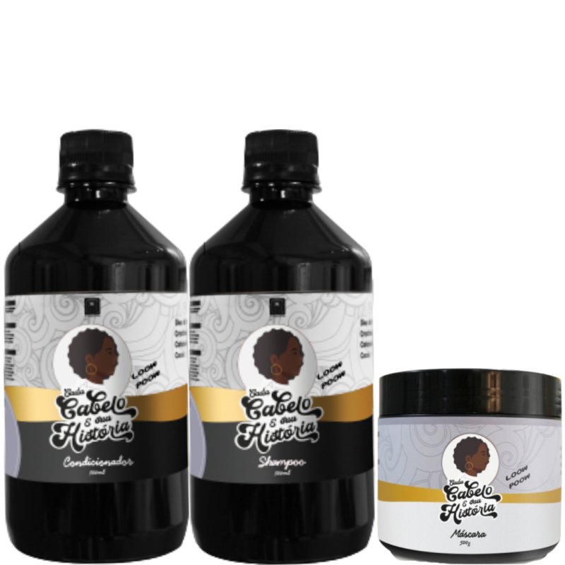 Kit para Cabelo Crespo de Crescimento com Shampoo Condicionador e Máscara - Cada Cabelo e sua História